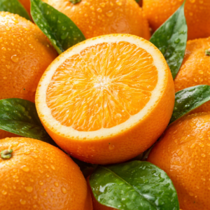 oranges fraîches et éclatantes/ carton